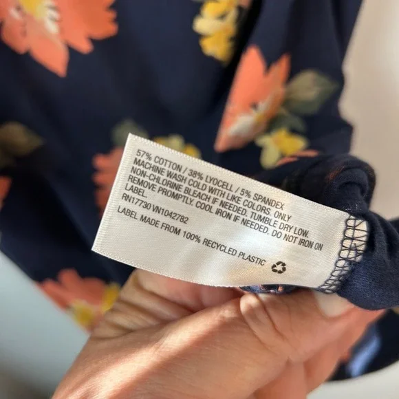 Isabel Maternity Navy Floral Side Ruched Scoop Neck T-Shirt Dress XL New - Picture 8 of 10